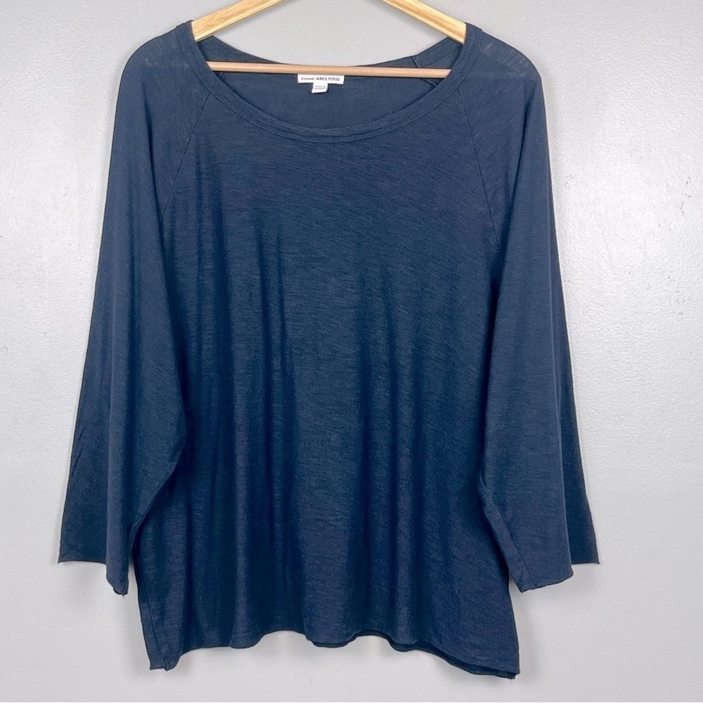 Standard James Perse blue cotton modal relaxed fit knit top, size 4 = XL